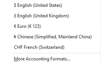 Accounting Number Format